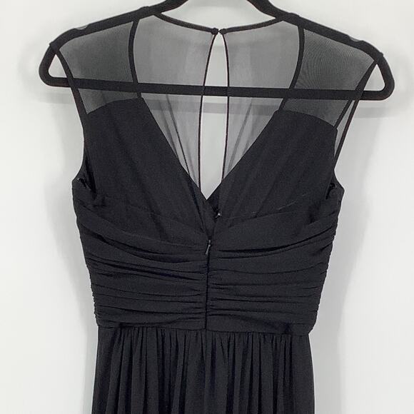 NEW Alfred Sung Size 2 Chiffon Knit Cap Sleeve V-Neck Maxi Dress $231 msrp J3-18 - Picture 8 of 12